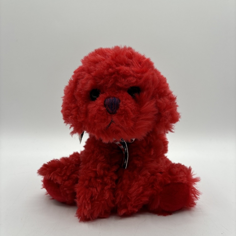 Russ Berrie Red American Flag Bow Muffin Puppy Dog Plush Stuffed Animal